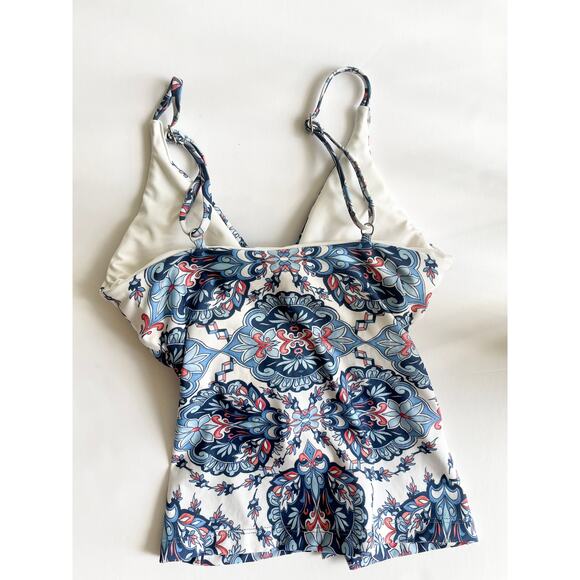 Becca Naples Tie Front Tankini Swim Top Blue Size Small New - Picture 5 of 7